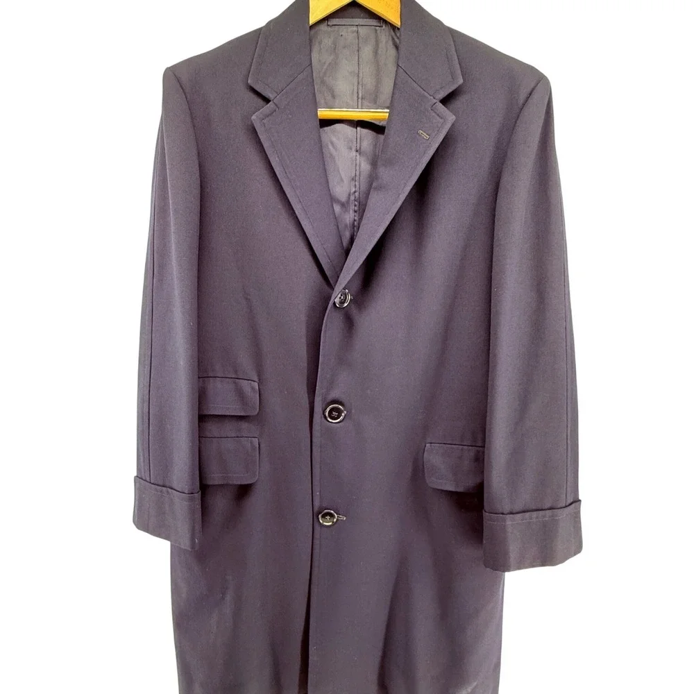 Vintage Kumar High Class Tailor Men's Dark Navy Overcoat Ed Bespoke‎ *read*